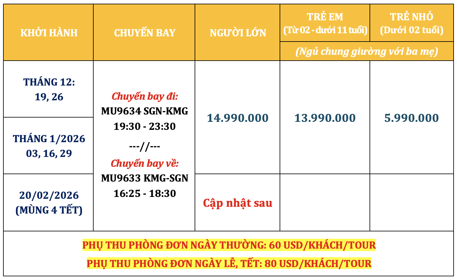 CÔN MINH - KIỆU TỬ SƠN - HỒ ĐIỀN TRÌ 4N3Đ - TRƯỢT TUYẾT - NO SHOPPING Tour Du Lịch Trung Quốc-1