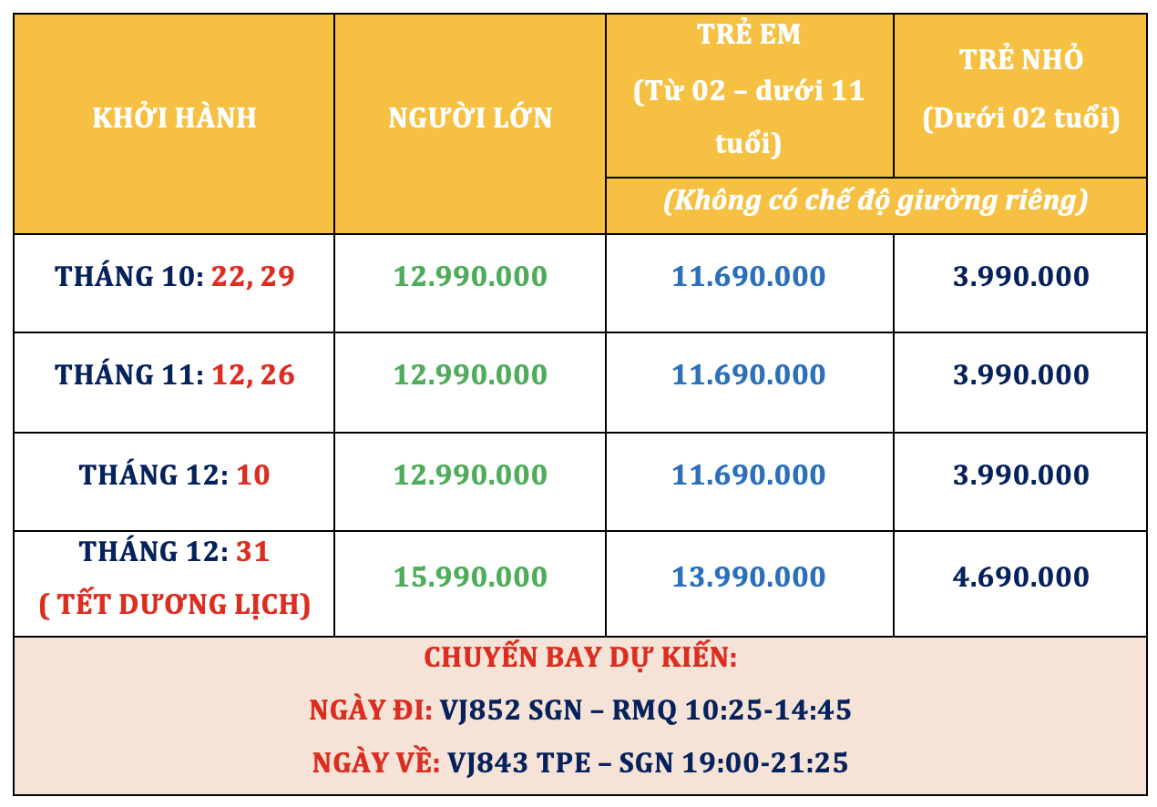 ĐÀI TRUNG - CAO HÙNG - ĐÀI BẮC 5N4Đ Tour Du Lịch Đài Loan-1
