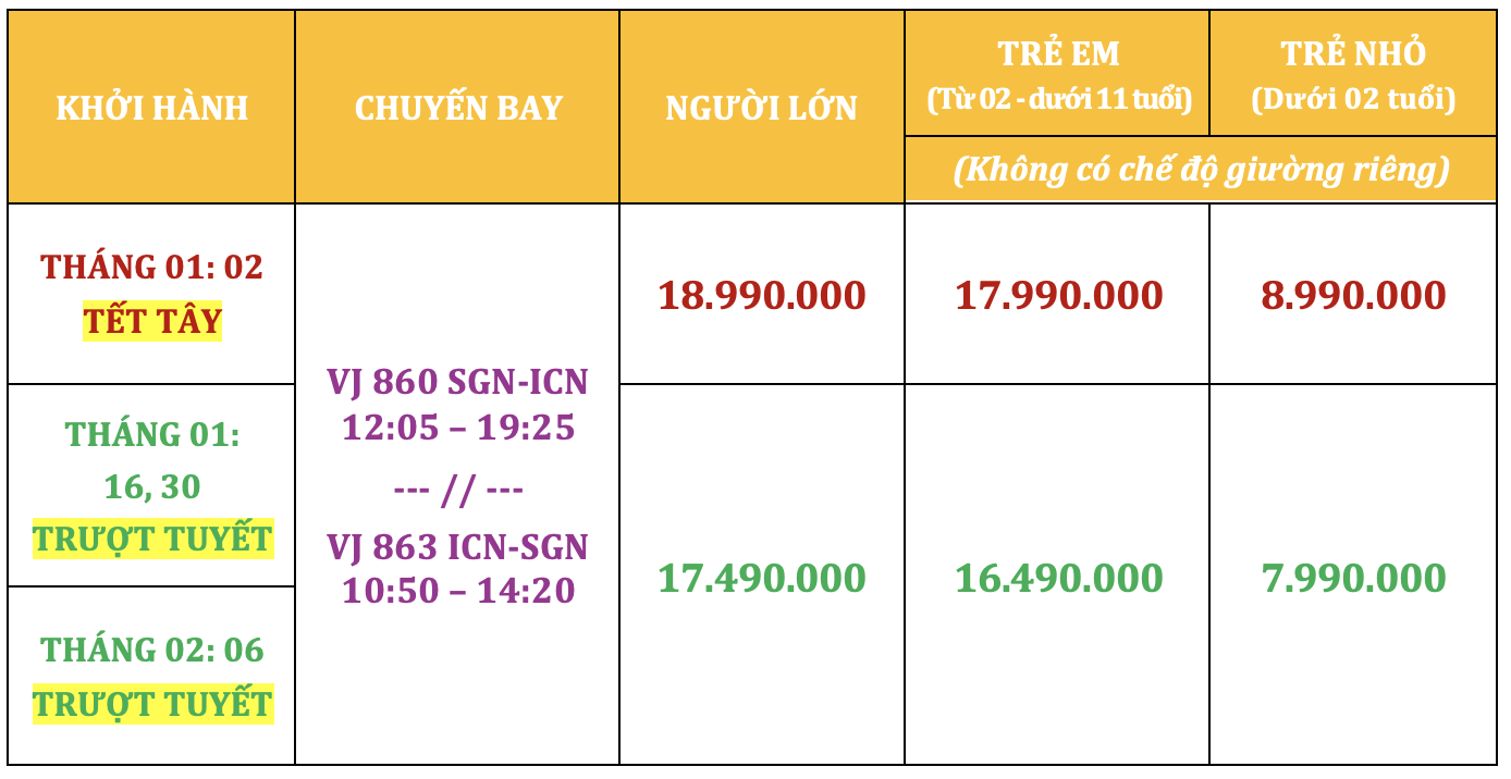 SEOUL - ĐẢO NAMI - LOTTE WORLD - 5N4Đ - BAY VJ - TRƯỢT TUYẾT ELYSIAN Tour Du Lịch Hàn Quốc-1