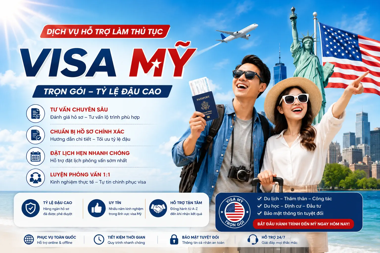 Dịch Vụ Hỗ Trợ Làm Thủ Tục Visa Mỹ Trọn Gói – Tỷ Lệ Đậu Cao